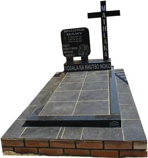 Granite Tombstonewith Crossand Plaque PNG image