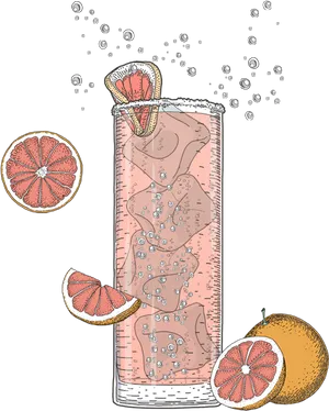 Grapefruit Cocktail Illustration PNG image