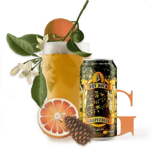 Grapefruit I P A Beer Canand Glass PNG image