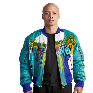 Graphic Print Bomber Jacket PNG Dtm38 PNG
