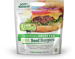 Grass Fed Beef Burgers Packaging PNG image