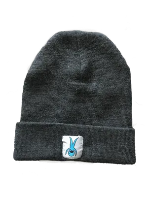 Gray Knit Beaniewith Logo Patch PNG image