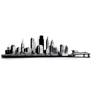 Grayscale Philadelphia Skyline PNG 13