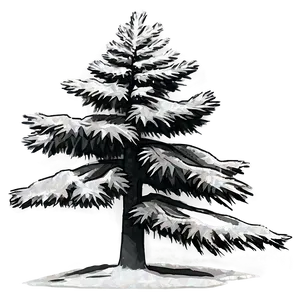 Grayscale Pine Tree PNG Rgt