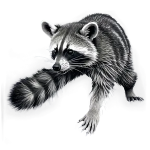 Grayscale Raccoon Sketch PNG 82