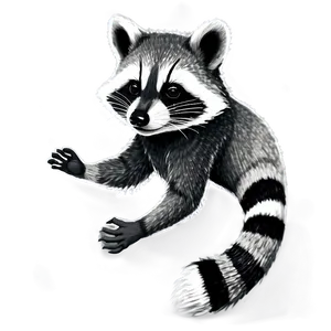 Grayscale Raccoon Sketch PNG Nxo