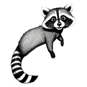 Grayscale Raccoon Sketch PNG Pdh31