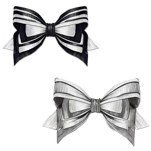 Grayscale Ribbon Bows PNG 74