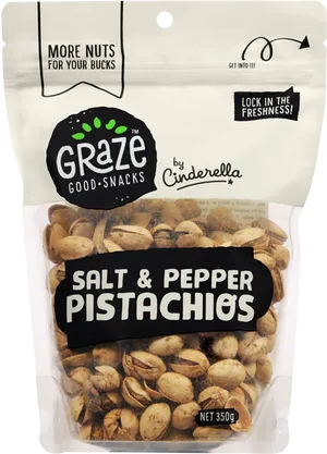 Graze Saltand Pepper Pistachios Packaging PNG image