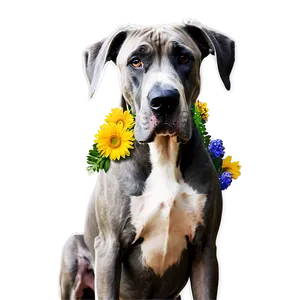 Great Dane With Flowers PNG Vhr12 PNG