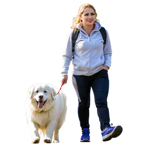 Great Pyrenees On A Walk PNG 80