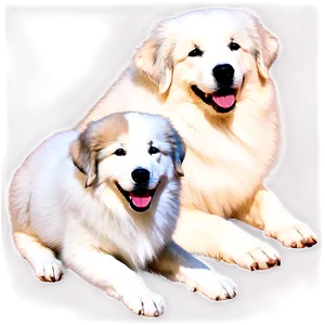Great Pyrenees With Puppies PNG 85