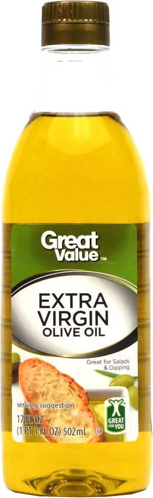 Great Value Extra Virgin Olive Oil Bottle PNG image