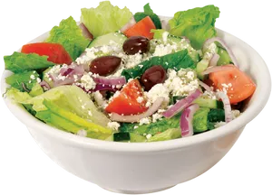 Greek Salad Bowl Fresh Vegetables PNG image