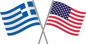 Greekand American Flags Crossed PNG image