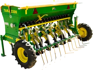 Green Agricultural Seed Drill Machine PNG image