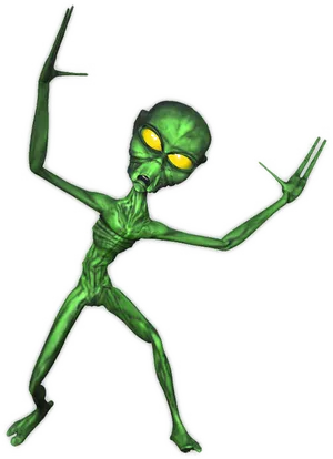 Green Alien Gesture Illustration PNG image