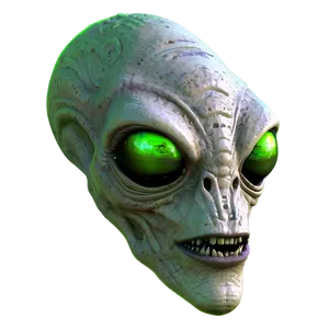 Green Alien Head PNG Fww