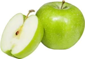 Green Apple Halfand Whole PNG
