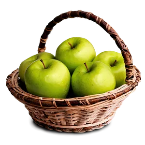 Green Apple In Basket PNG 06132024