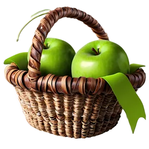 Green Apple In Basket PNG Jhq