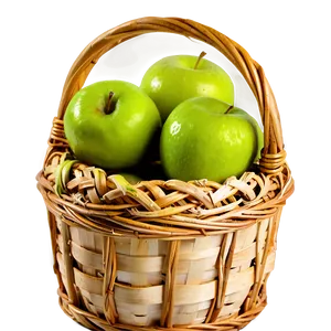 Green Apple In Basket PNG Kyy8