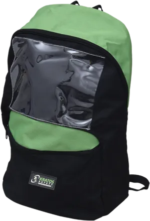 Green Black Backpackwith Reflective Panel PNG
