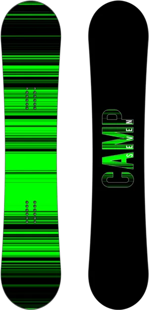 Green Black Camp Seven Snowboard PNG image