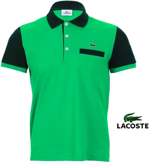 Green Black Lacoste Polo Shirt PNG image