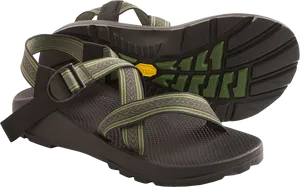 Green Black Sports Sandals PNG image