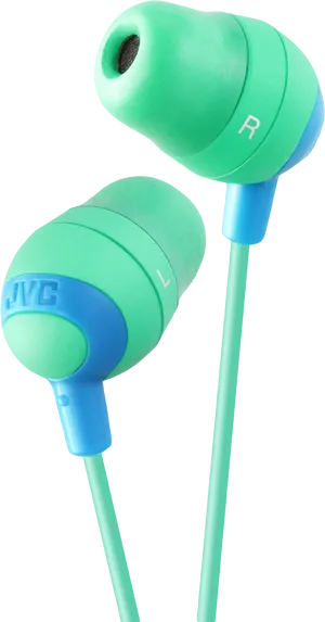 Green Blue Earbuds J V C PNG image