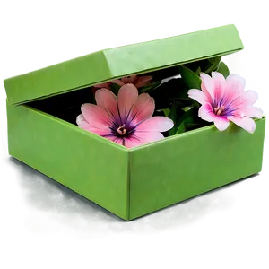 Green Box With Flowers PNG Qkh97 PNG