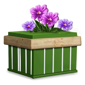 Green Box With Flowers PNG Wxj