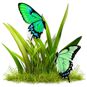 Green Butterfly In Grass PNG Vnq PNG