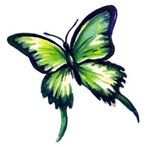 Green Butterfly In Watercolor Splash PNG 06202024 PNG