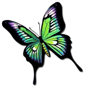 Green Butterfly On Black Background PNG Cdw52 PNG