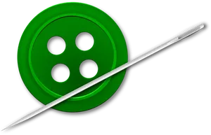 Green Buttonand Sewing Needle PNG image