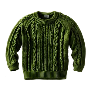 Green Cable Knit Sweater PNG Umn55