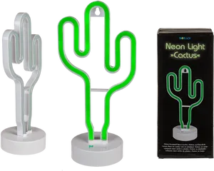 Green Cactus Neon Light PNG image