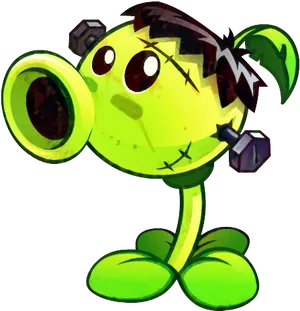 Green Cartoon Characterwith Earphones PNG image