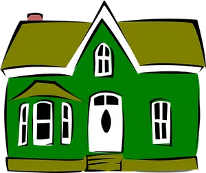 Green Cartoon House Illustration