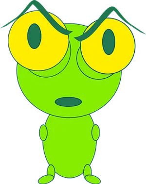Green Cartoon Insect Character PNG image