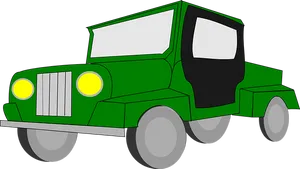 Green Cartoon Jeep Illustration
