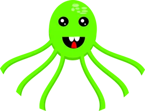 Green Cartoon Octopus