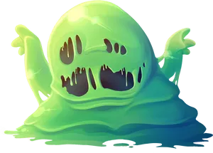 Green Cartoon Slime Creature PNG image