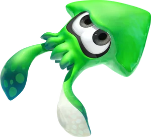 Green_ Cartoon_ Squid_ Character PNG image