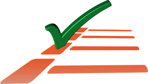 Green Checkmark Over Red Lines PNG image