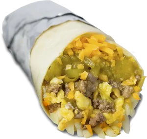 Green Chili Burrito Cut Open PNG image