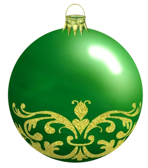 Green Christmas Ornamentwith Gold Design PNG image