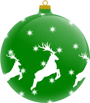 Green Christmas Ornamentwith Reindeer PNG image